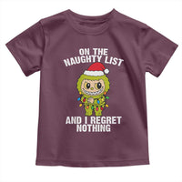 Funny Christmas Toddler T Shirt On the Naughty List I Regret Nothing Kawaii Bubu - Wonder Print Shop