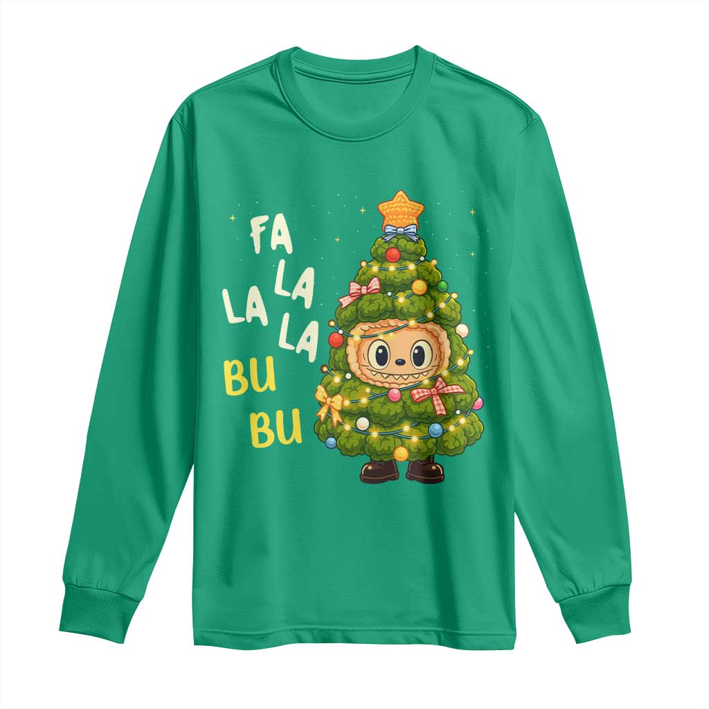 Funny Christmas Long Sleeve Shirt Fa La La La Bu Bu Xmas Song Kawaii Bubu - Wonder Print Shop