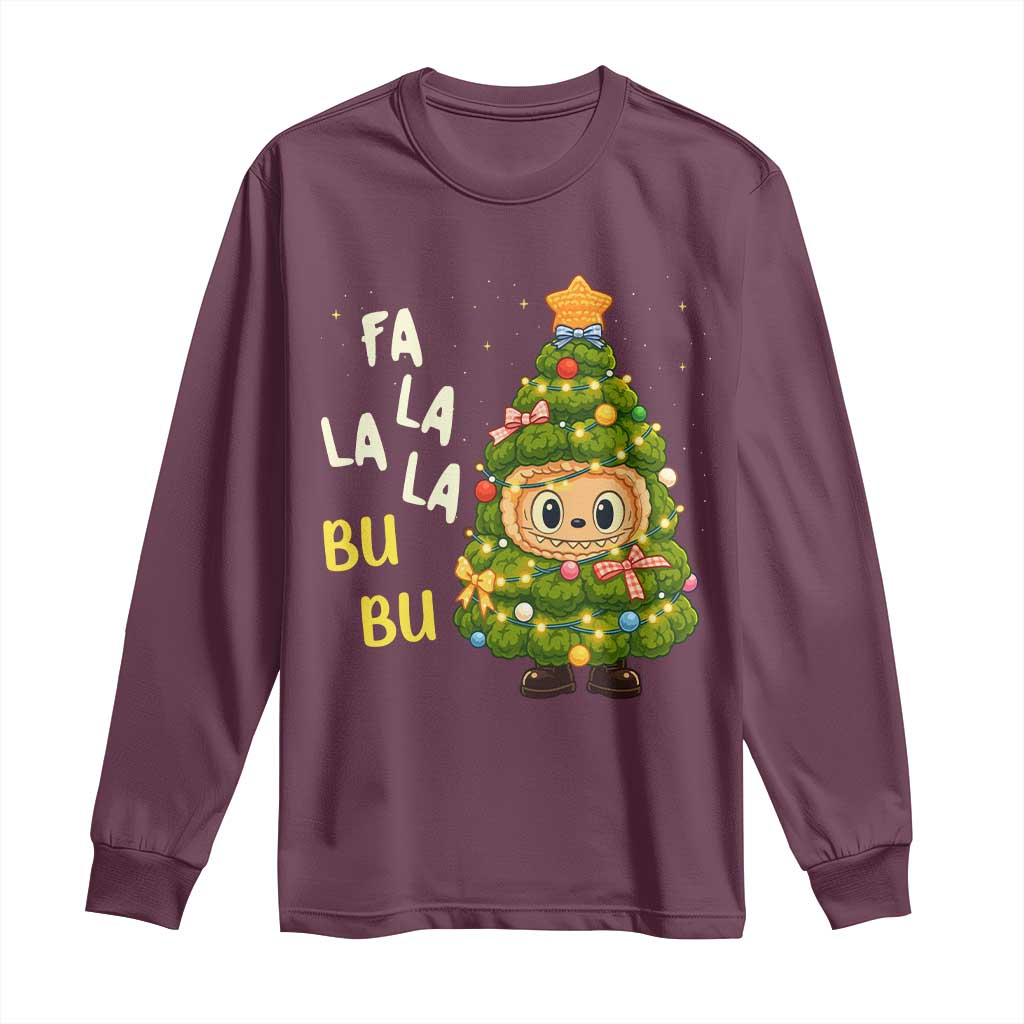 Funny Christmas Long Sleeve Shirt Fa La La La Bu Bu Xmas Song Kawaii Bubu - Wonder Print Shop