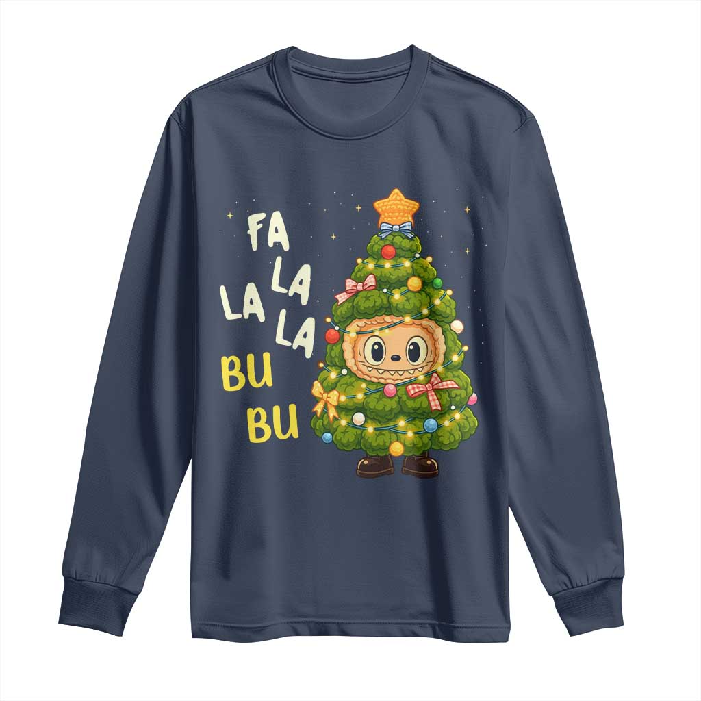 Funny Christmas Long Sleeve Shirt Fa La La La Bu Bu Xmas Song Kawaii Bubu - Wonder Print Shop