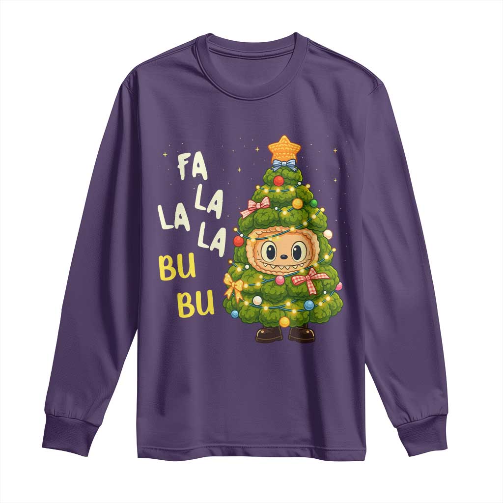 Funny Christmas Long Sleeve Shirt Fa La La La Bu Bu Xmas Song Kawaii Bubu - Wonder Print Shop