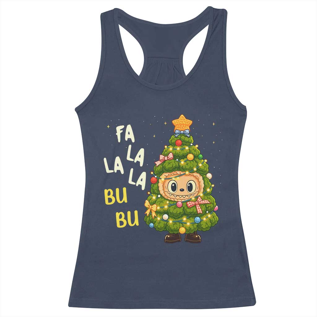 Funny Christmas Racerback Tank Top Fa La La La Bu Bu Xmas Song Kawaii Bubu - Wonder Print Shop