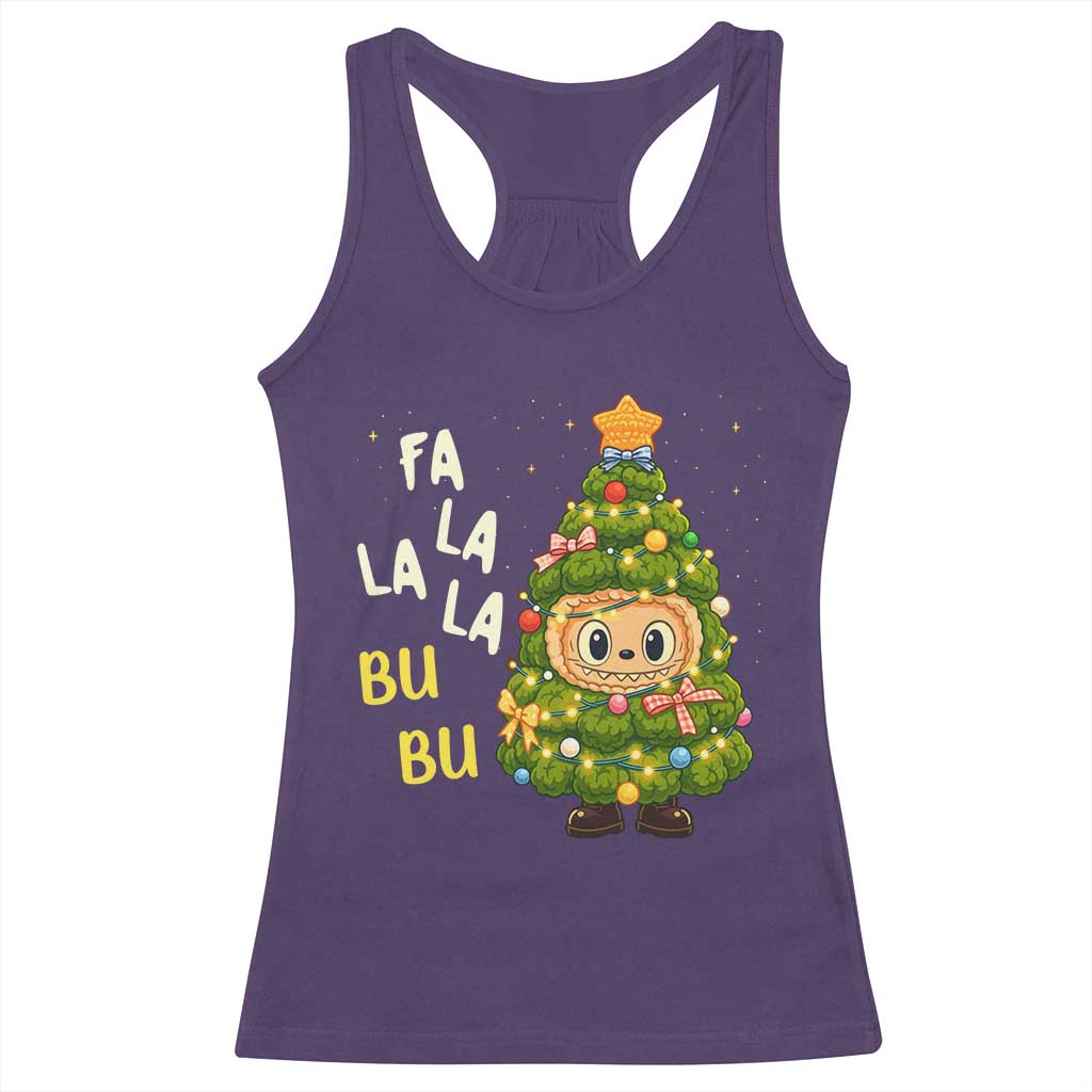 Funny Christmas Racerback Tank Top Fa La La La Bu Bu Xmas Song Kawaii Bubu - Wonder Print Shop