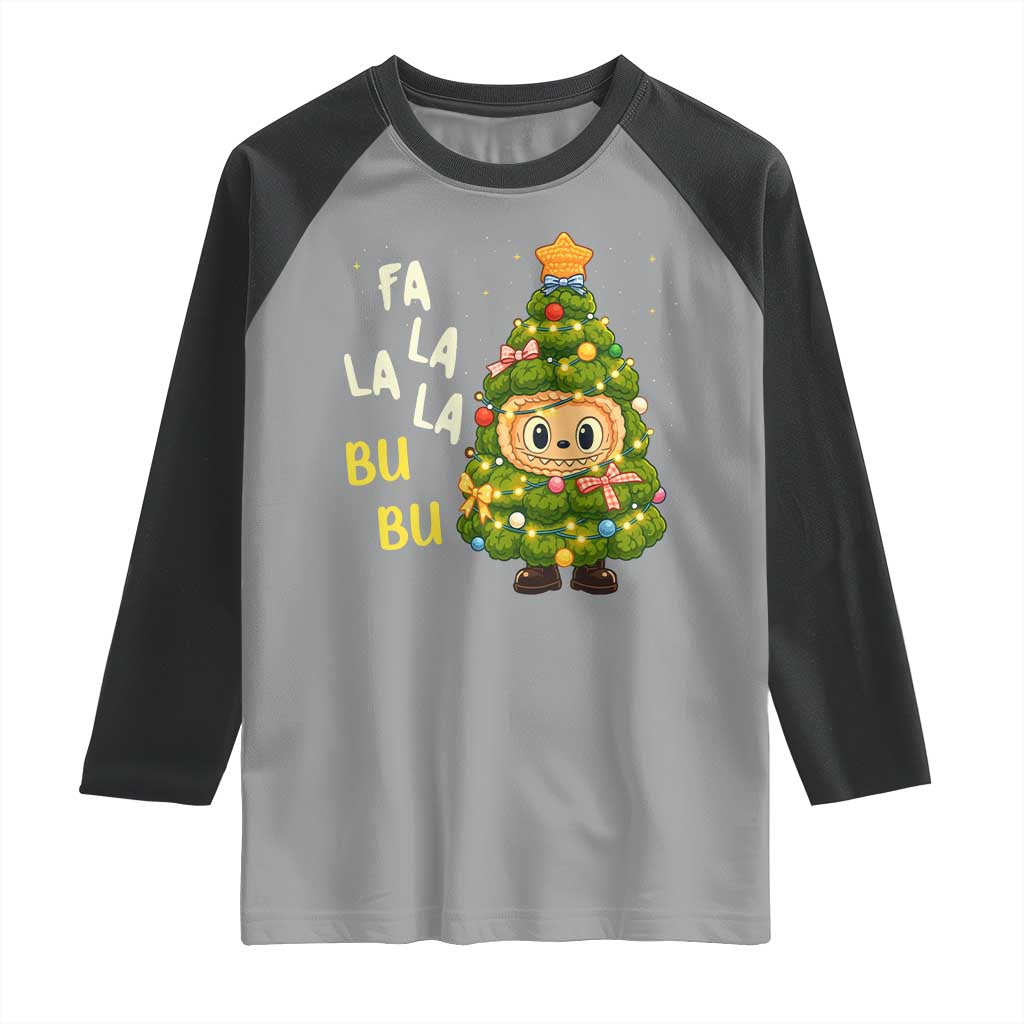 Funny Christmas Raglan Shirt Fa La La La Bu Bu Xmas Song Kawaii Bubu - Wonder Print Shop