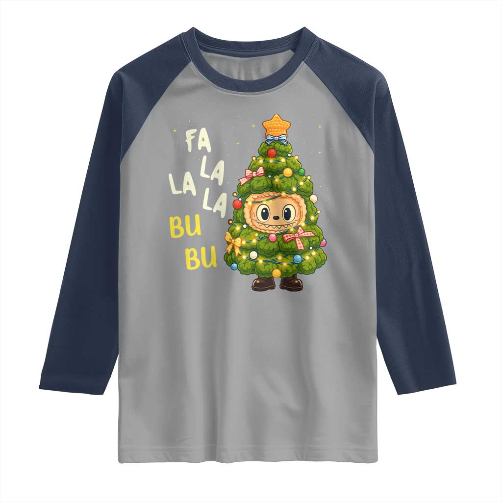 Funny Christmas Raglan Shirt Fa La La La Bu Bu Xmas Song Kawaii Bubu - Wonder Print Shop