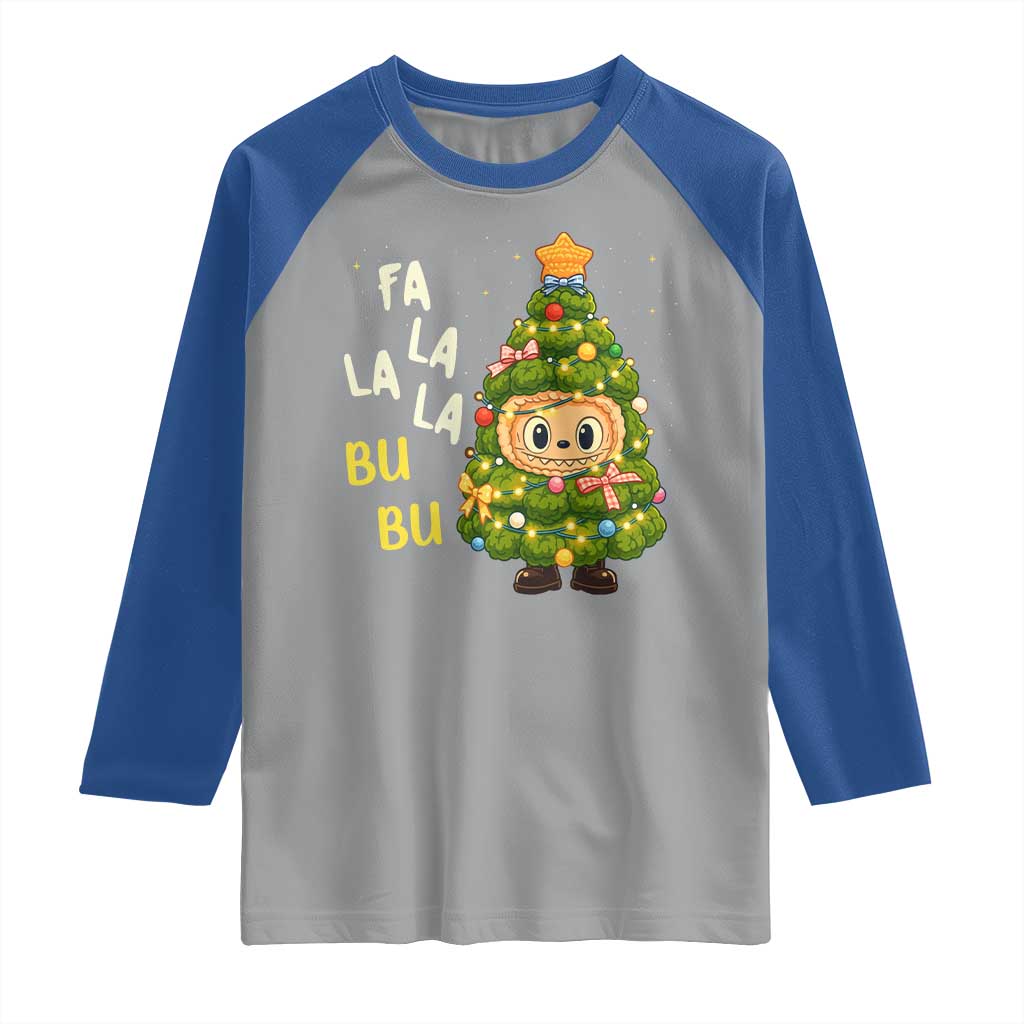Funny Christmas Raglan Shirt Fa La La La Bu Bu Xmas Song Kawaii Bubu - Wonder Print Shop