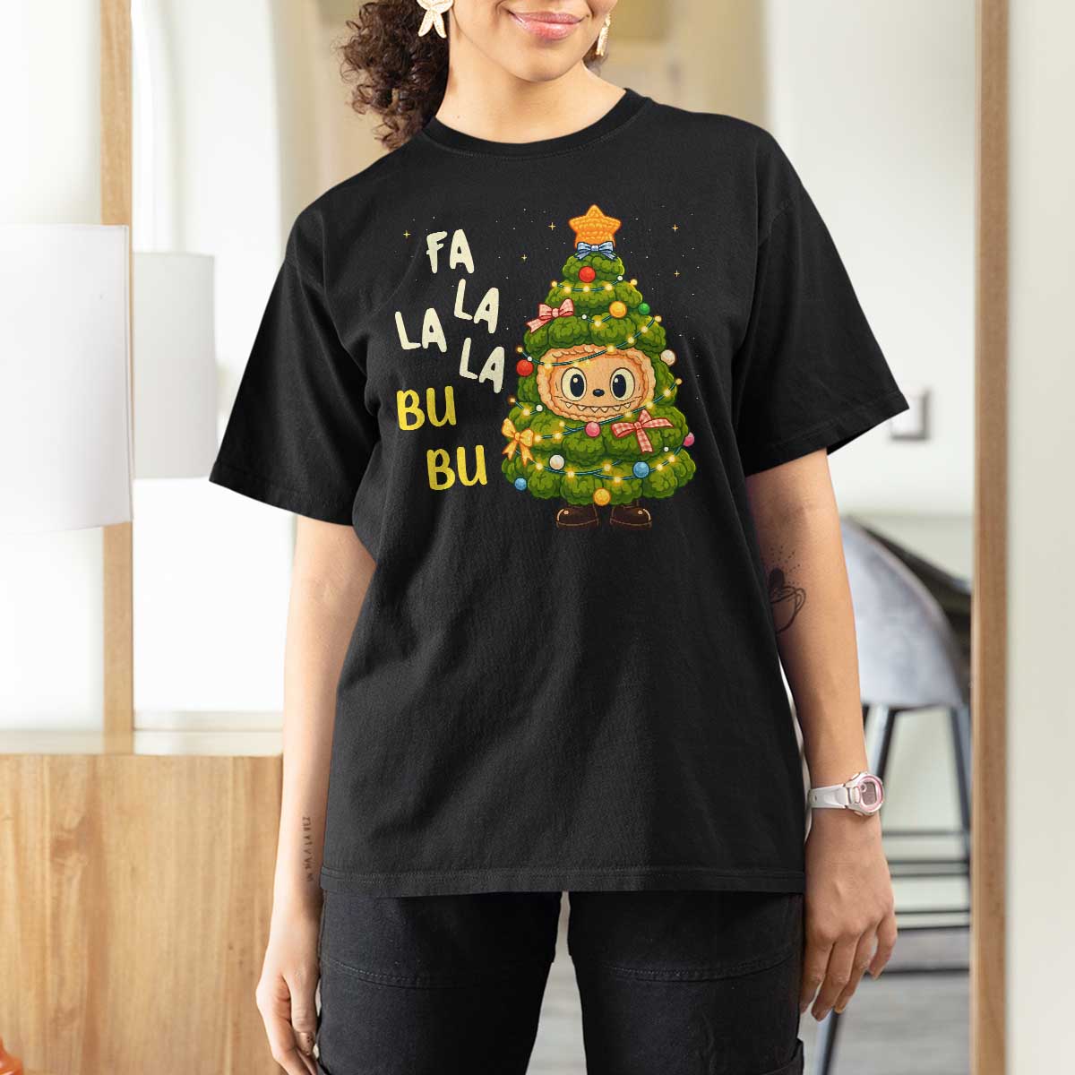 Funny Christmas T Shirt For Women Fa La La La Bu Bu Xmas Song Kawaii Bubu - Wonder Print Shop