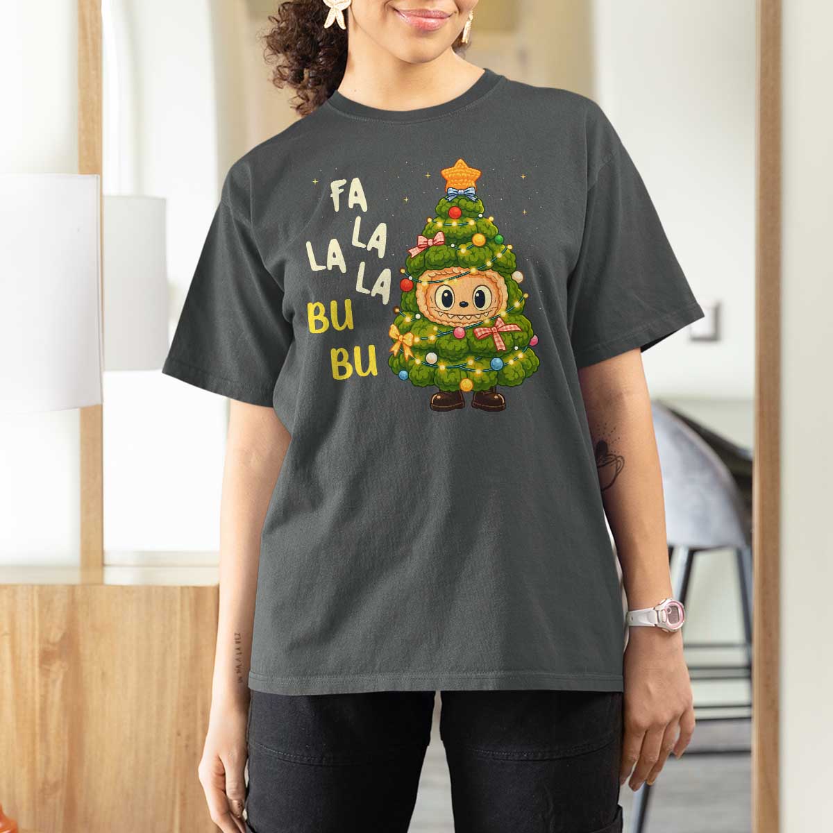 Funny Christmas T Shirt For Women Fa La La La Bu Bu Xmas Song Kawaii Bubu - Wonder Print Shop