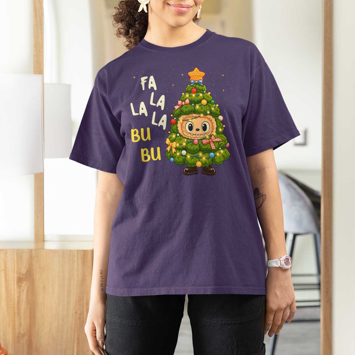 Funny Christmas T Shirt For Women Fa La La La Bu Bu Xmas Song Kawaii Bubu - Wonder Print Shop