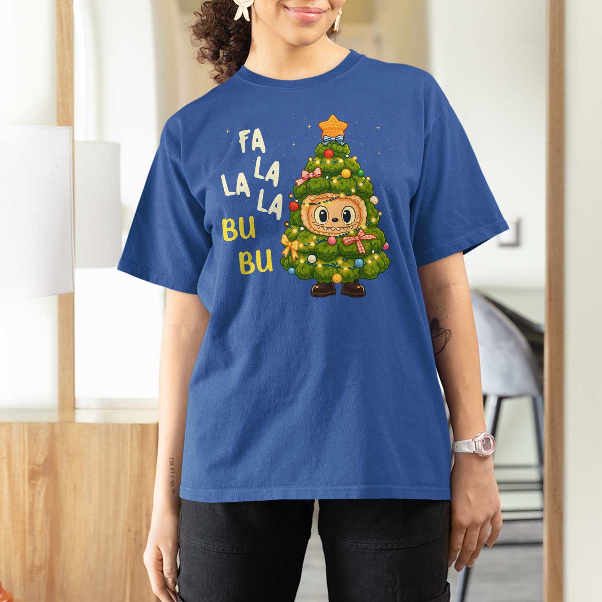 Funny Christmas T Shirt For Women Fa La La La Bu Bu Xmas Song Kawaii Bubu - Wonder Print Shop