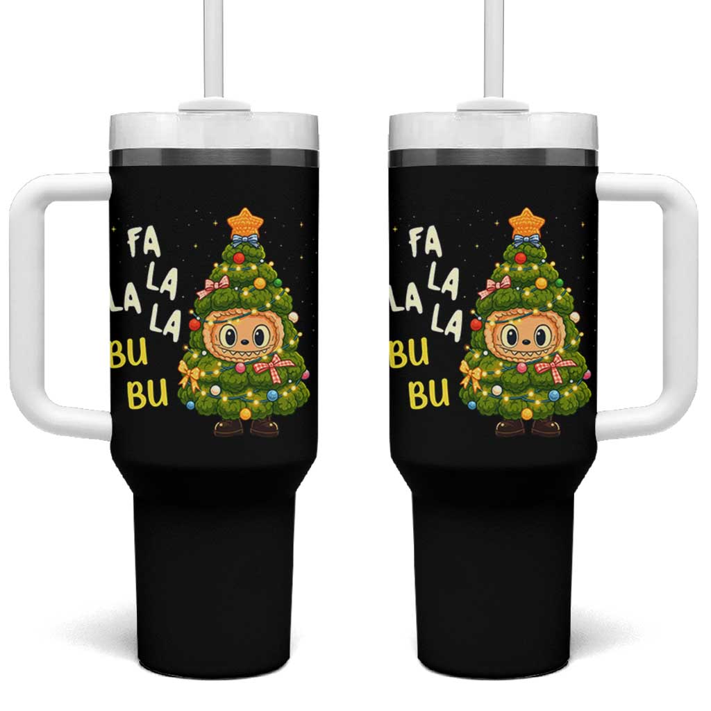 Funny Christmas Tumbler With Handle Fa La La La Bu Bu Xmas Song Kawaii Bubu - Wonder Print Shop