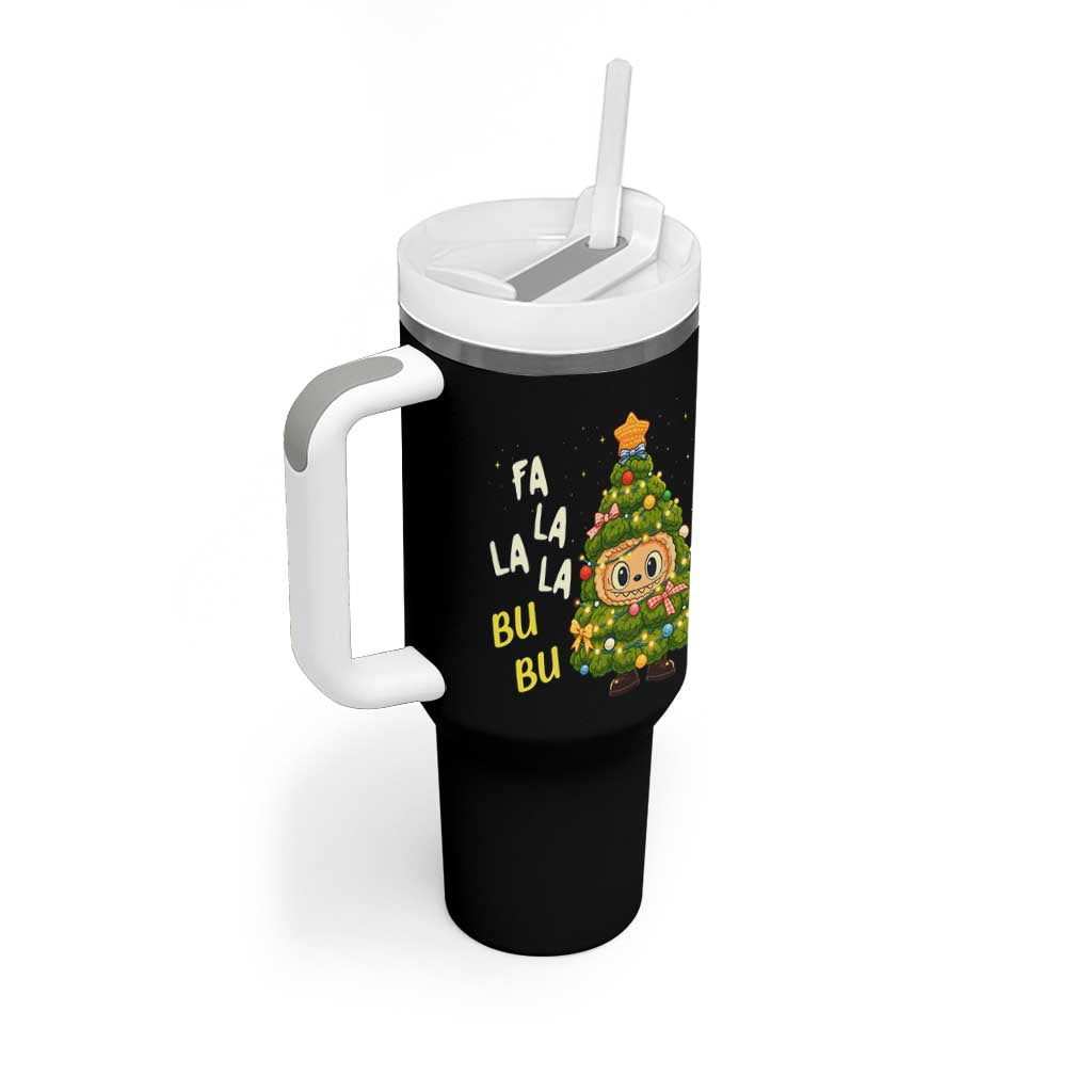 Funny Christmas Tumbler With Handle Fa La La La Bu Bu Xmas Song Kawaii Bubu - Wonder Print Shop