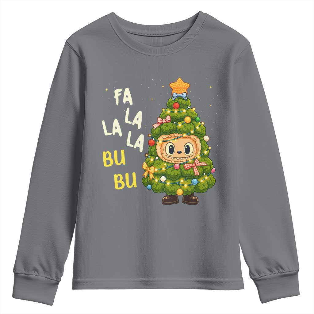 Funny Christmas Youth Sweatshirt Fa La La La Bu Bu Xmas Song Kawaii Bubu - Wonder Print Shop