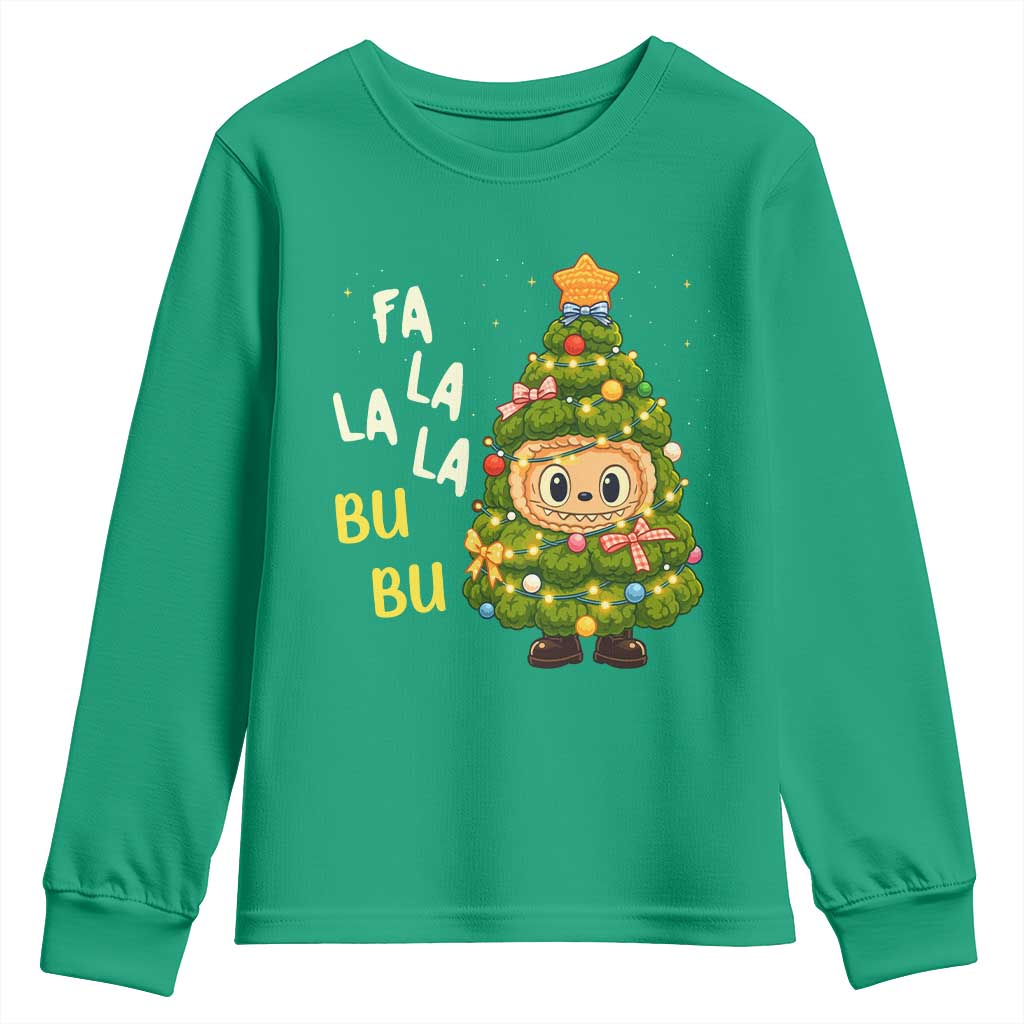 Funny Christmas Youth Sweatshirt Fa La La La Bu Bu Xmas Song Kawaii Bubu - Wonder Print Shop