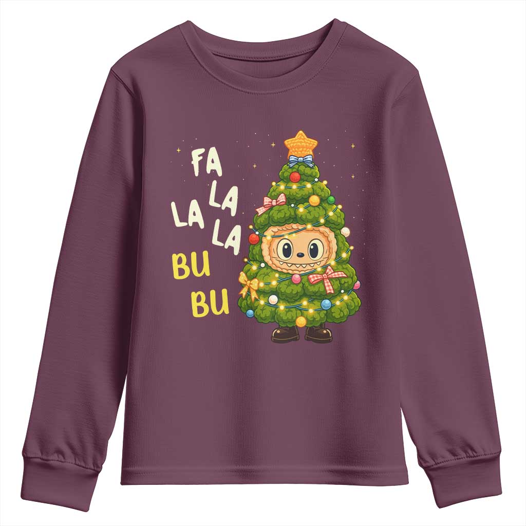 Funny Christmas Youth Sweatshirt Fa La La La Bu Bu Xmas Song Kawaii Bubu - Wonder Print Shop