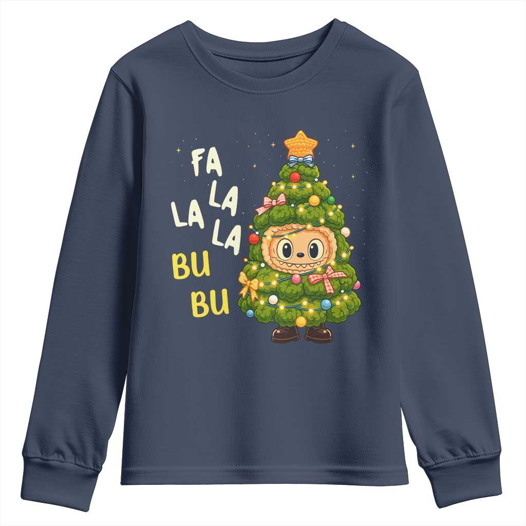 Funny Christmas Youth Sweatshirt Fa La La La Bu Bu Xmas Song Kawaii Bubu - Wonder Print Shop