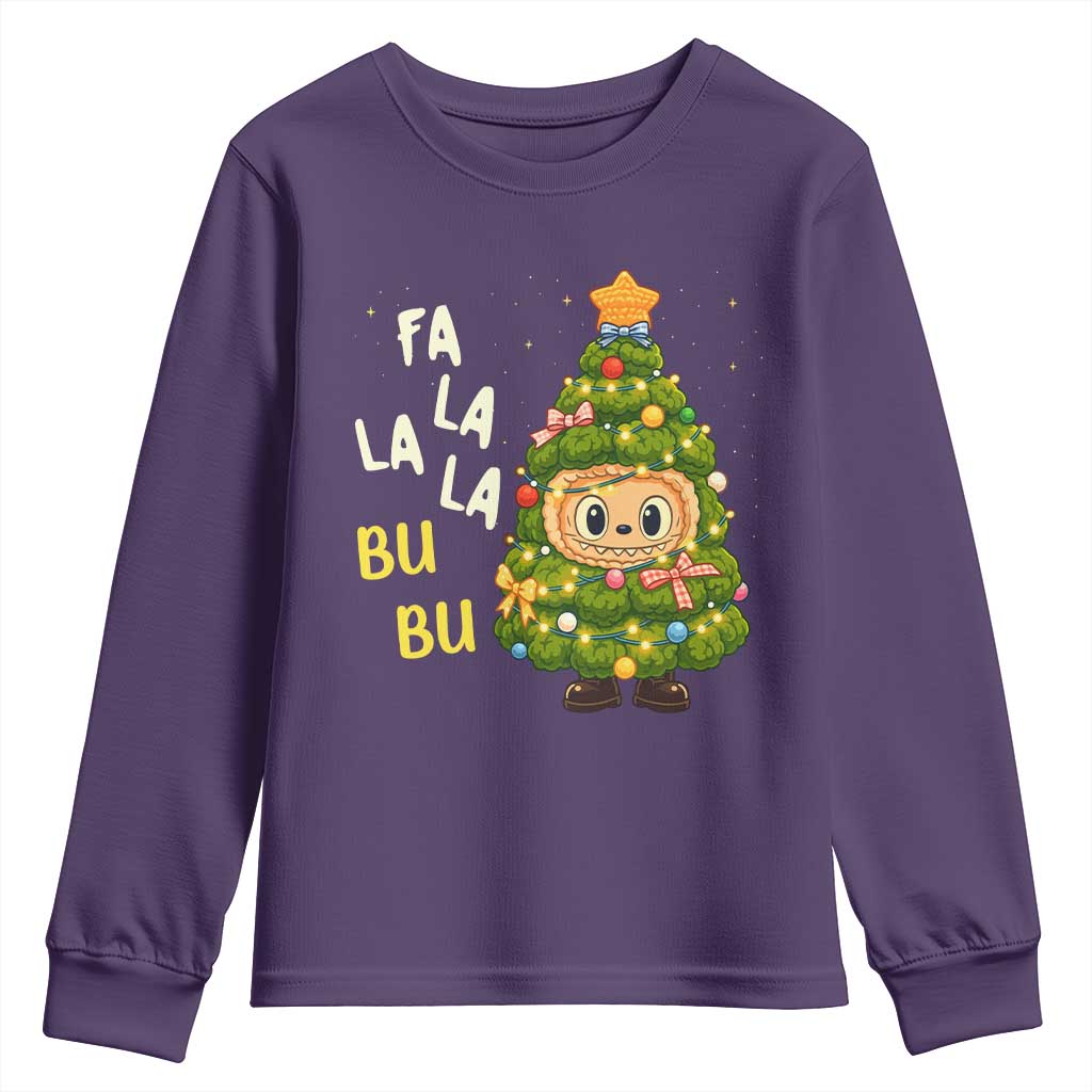 Funny Christmas Youth Sweatshirt Fa La La La Bu Bu Xmas Song Kawaii Bubu - Wonder Print Shop