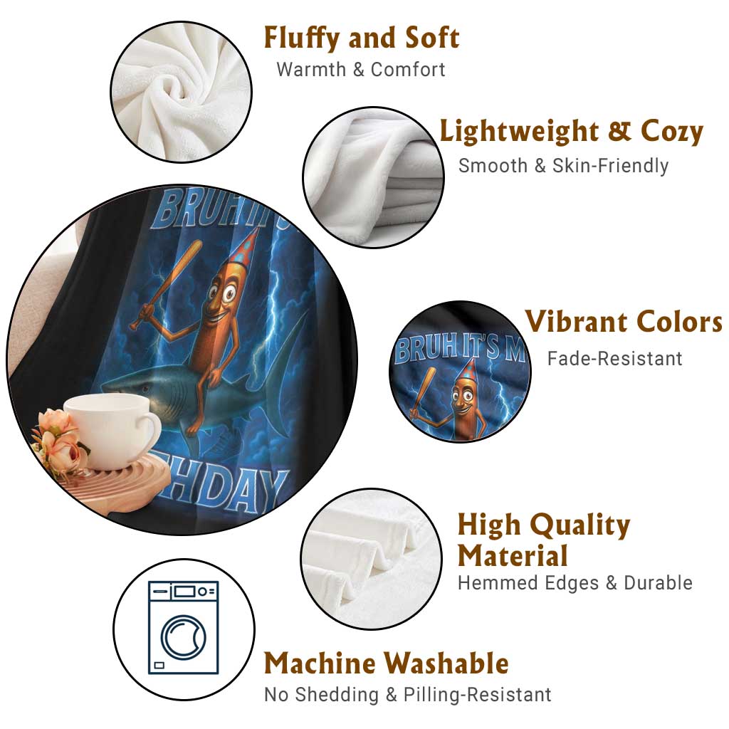 Bruh Its My Birthday Throw Blanket Italian Brainrot Meme Birthday Kids Family Party Bday - Wonder Print Shop