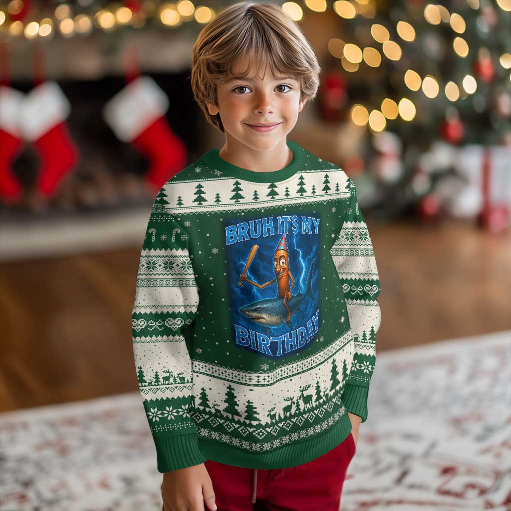 Bruh Its My Birthday Ugly Christmas Sweater Italian Brainrot Meme Birthday Kids Family Party Bday - Wonder Print Shop
