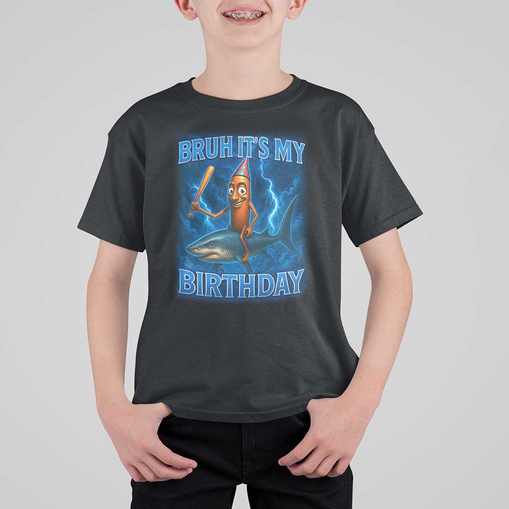 Bruh Its My Birthday T Shirt For Kid Italian Brainrot Meme Birthday Kids Family Party Bday - Wonder Print Shop