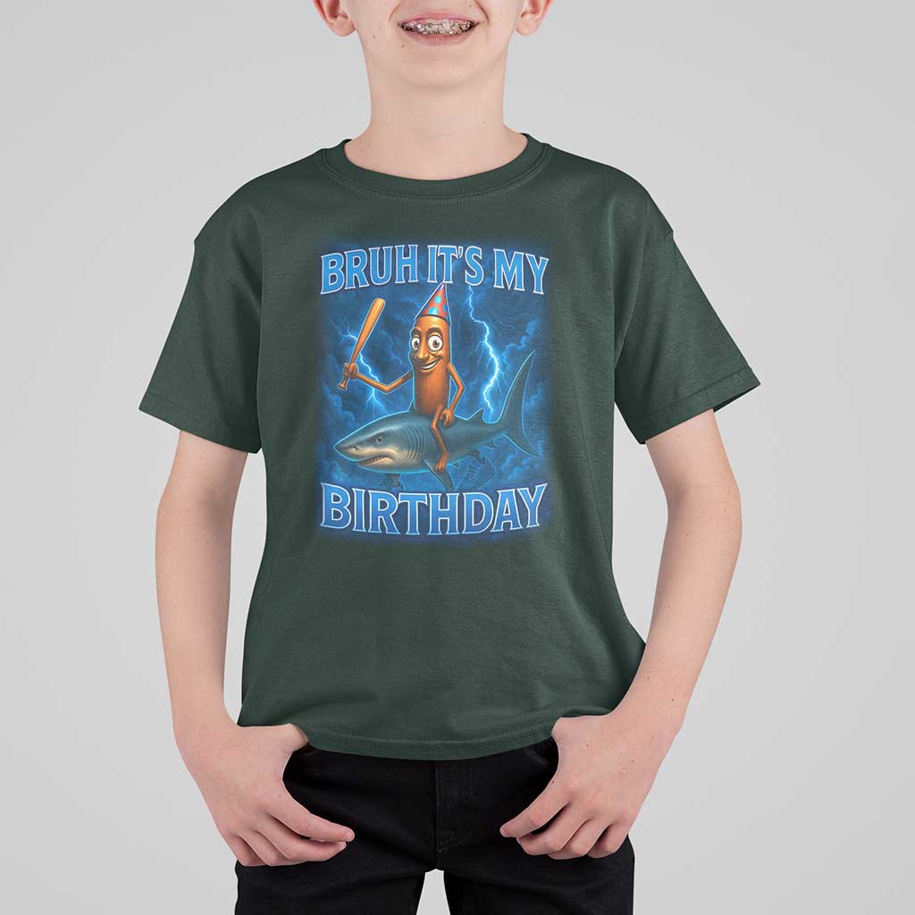 Bruh Its My Birthday T Shirt For Kid Italian Brainrot Meme Birthday Kids Family Party Bday - Wonder Print Shop