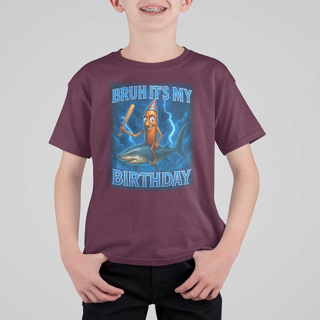 Bruh Its My Birthday T Shirt For Kid Italian Brainrot Meme Birthday Kids Family Party Bday - Wonder Print Shop
