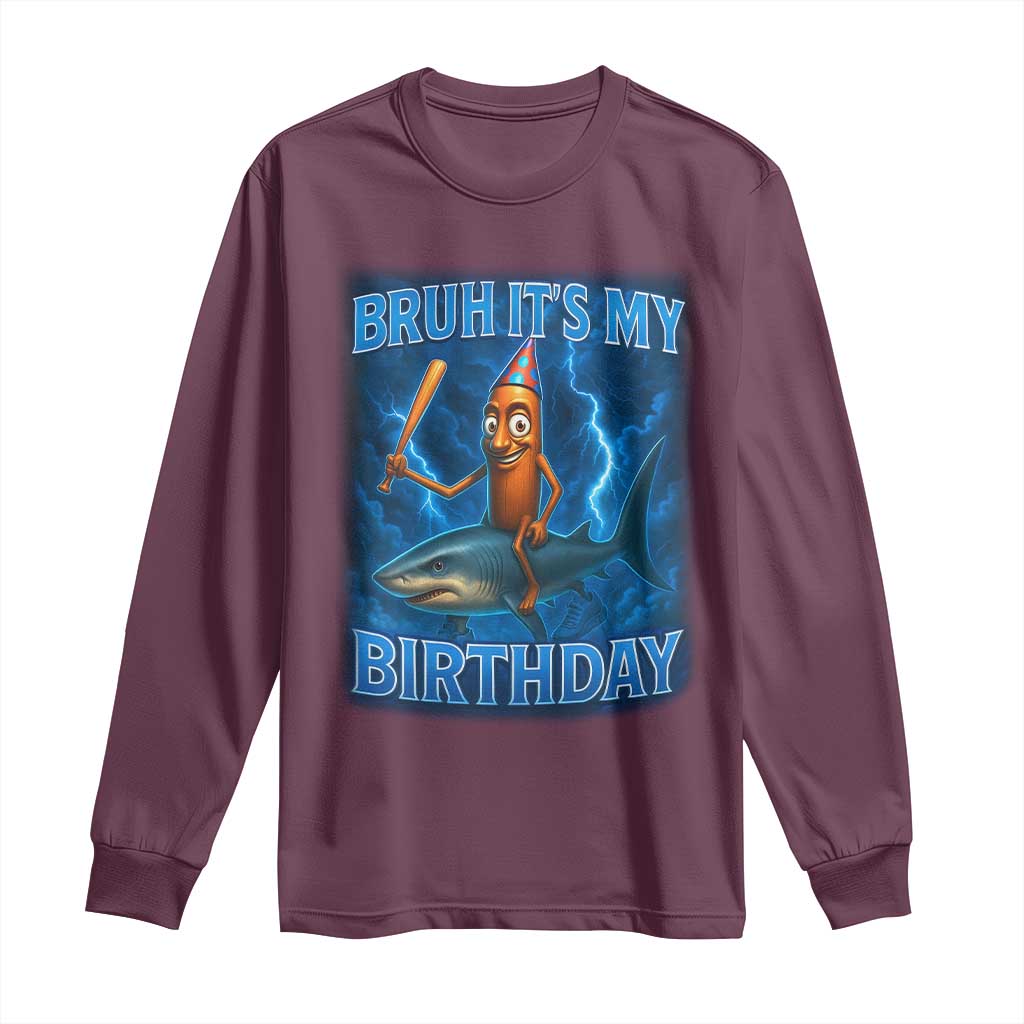 Bruh Its My Birthday Long Sleeve Shirt Italian Brainrot Meme Birthday Kids Family Party Bday - Wonder Print Shop