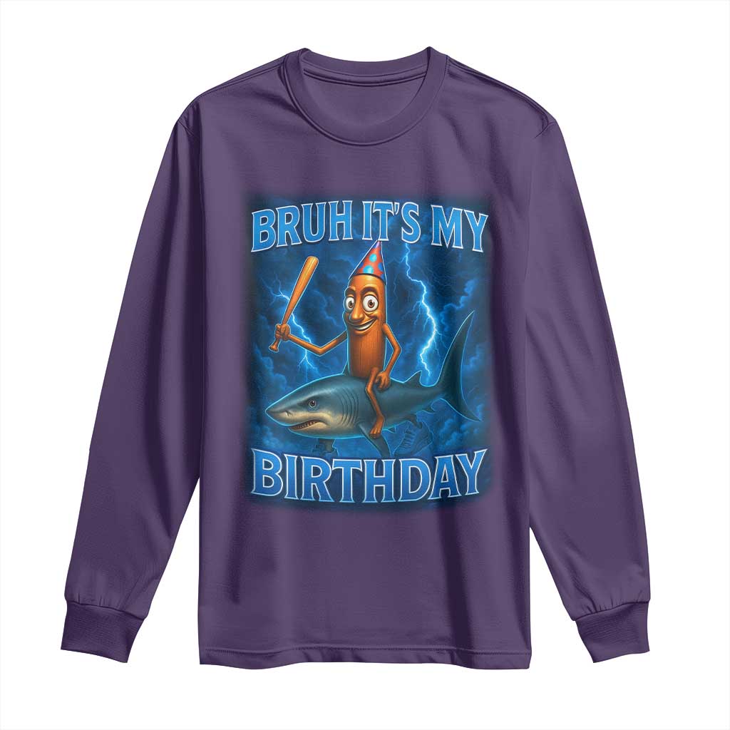 Bruh Its My Birthday Long Sleeve Shirt Italian Brainrot Meme Birthday Kids Family Party Bday - Wonder Print Shop