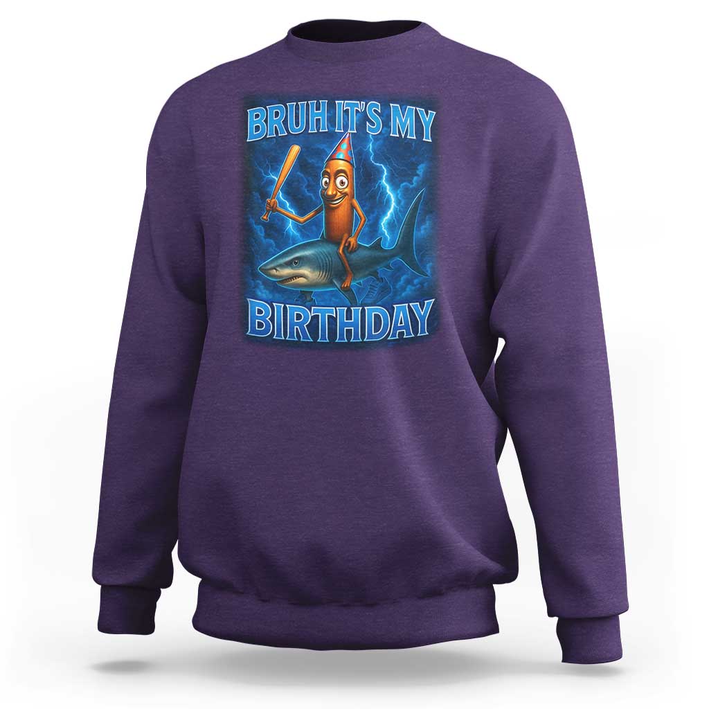 Bruh Its My Birthday Sweatshirt Italian Brainrot Meme Birthday Kids Family Party Bday - Wonder Print Shop