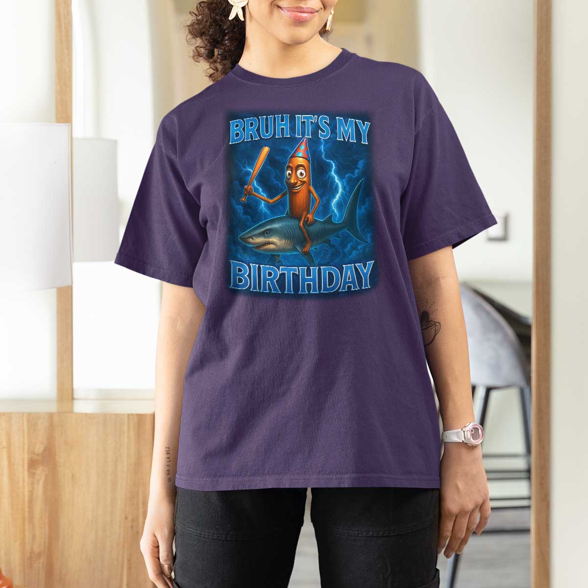 Bruh Its My Birthday T Shirt For Women Italian Brainrot Meme Birthday Kids Family Party Bday - Wonder Print Shop