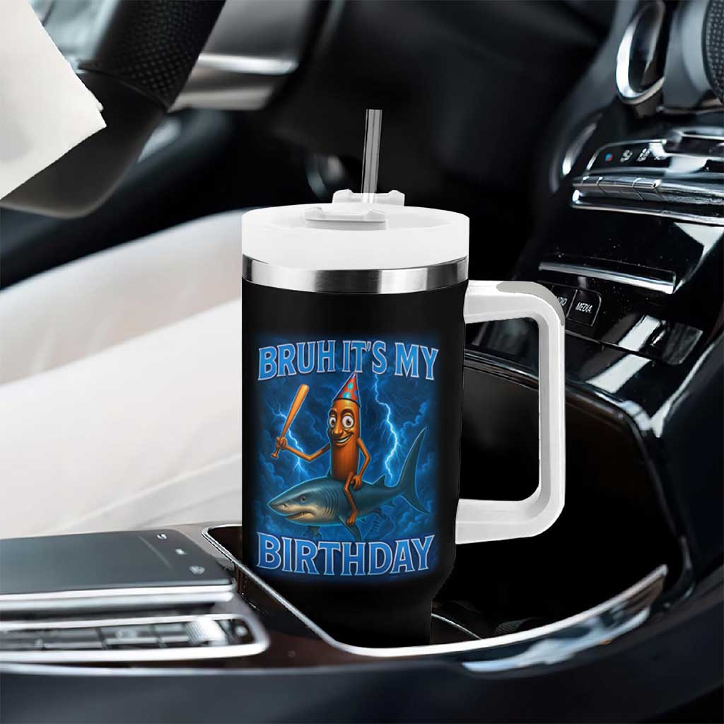 Bruh Its My Birthday Tumbler With Handle Italian Brainrot Meme Birthday Kids Family Party Bday - Wonder Print Shop