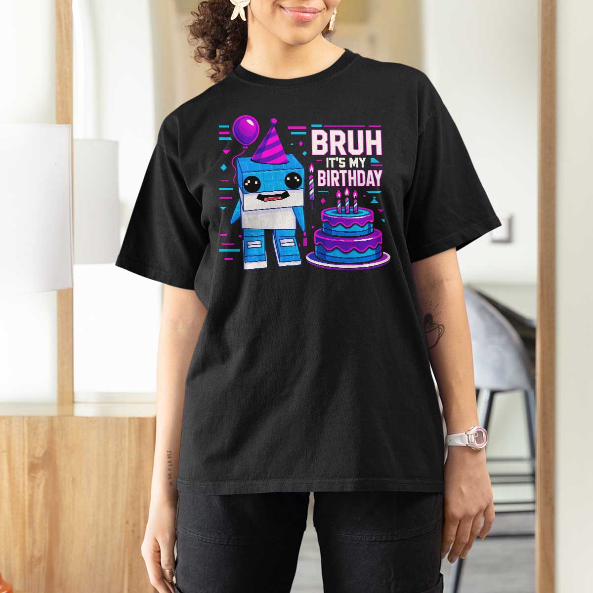 Bruh Its My Birthday T Shirt For Women Italian Brainrot Meme Family Party Bday Los Tralaleritos - Wonder Print Shop