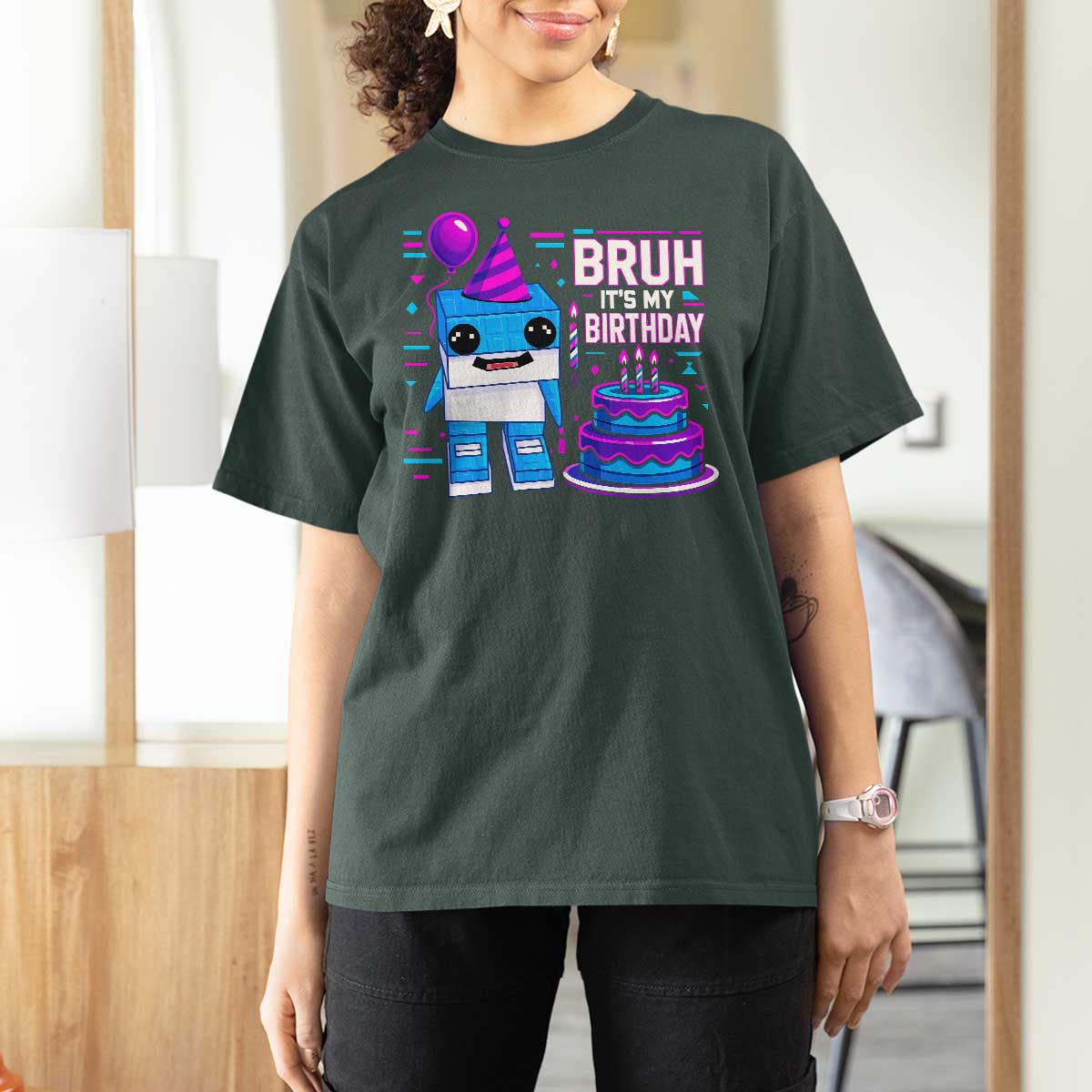 Bruh Its My Birthday T Shirt For Women Italian Brainrot Meme Family Party Bday Los Tralaleritos - Wonder Print Shop