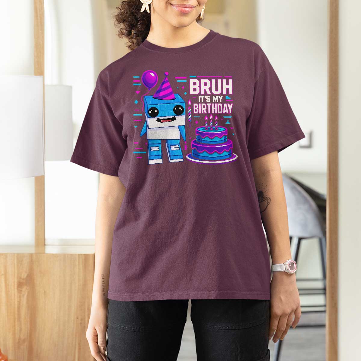 Bruh Its My Birthday T Shirt For Women Italian Brainrot Meme Family Party Bday Los Tralaleritos - Wonder Print Shop