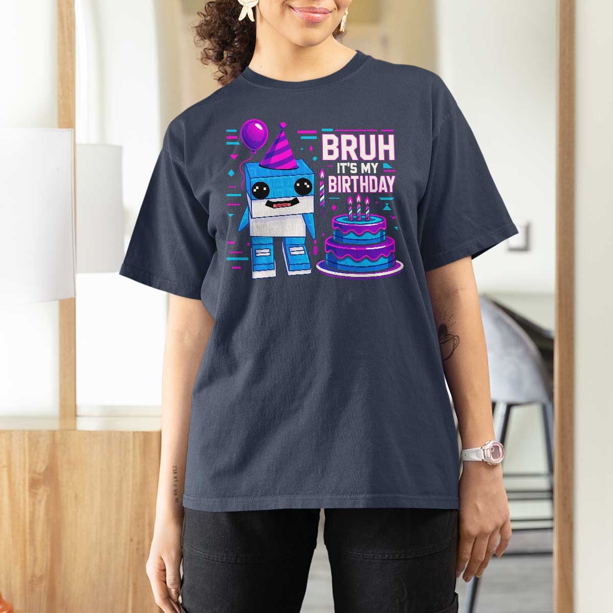 Bruh Its My Birthday T Shirt For Women Italian Brainrot Meme Family Party Bday Los Tralaleritos - Wonder Print Shop