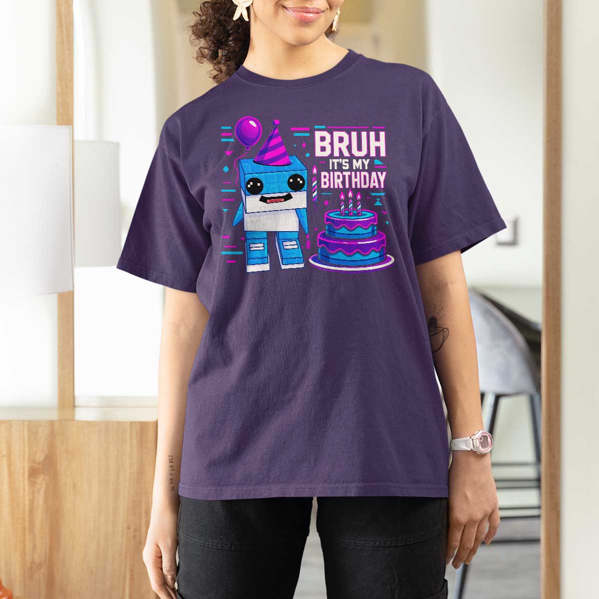 Bruh Its My Birthday T Shirt For Women Italian Brainrot Meme Family Party Bday Los Tralaleritos - Wonder Print Shop