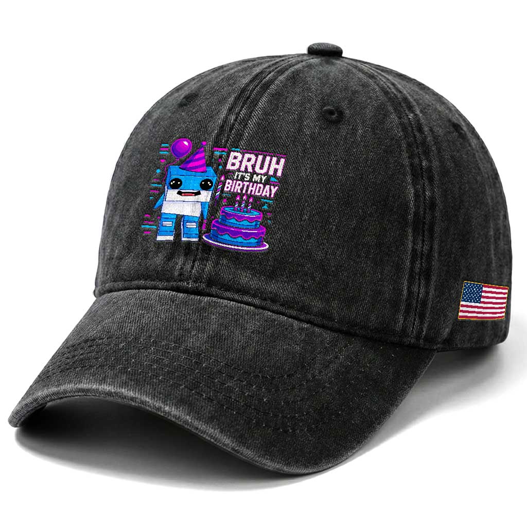 Bruh Its My Birthday Washed Cotton Baseball Cap Italian Brainrot Meme Family Party Bday Los Tralaleritos