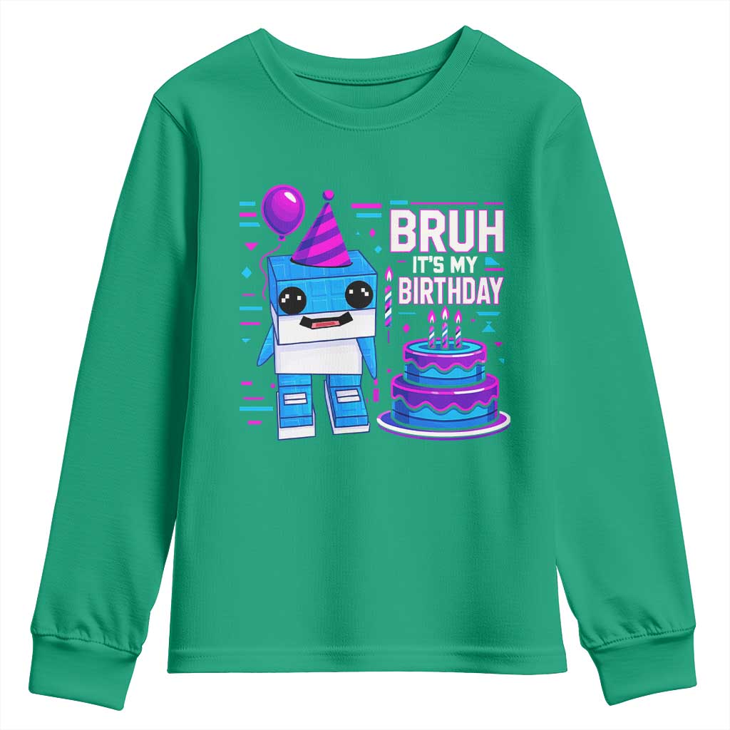 Bruh Its My Birthday Youth Sweatshirt Italian Brainrot Meme Family Party Bday Los Tralaleritos - Wonder Print Shop