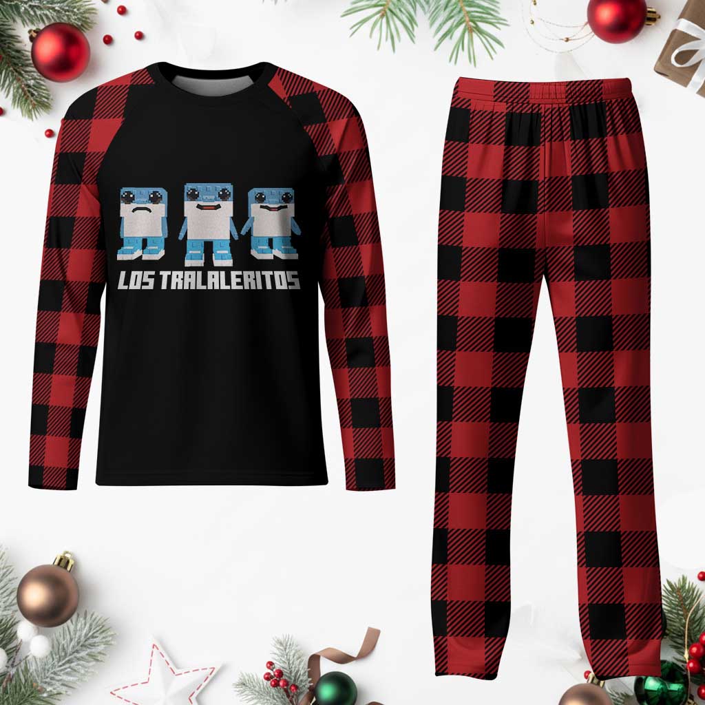 Italian Brainrot Meme Shark Plaid Pajama Set Tralalero Tralala Los Tralaleritos Funny Animals