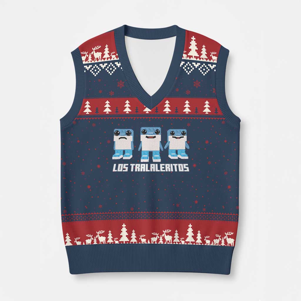 Italian Brainrot Meme Shark V-Neck Knit Sweater Vest Tralalero Tralala Los Tralaleritos Funny Animals