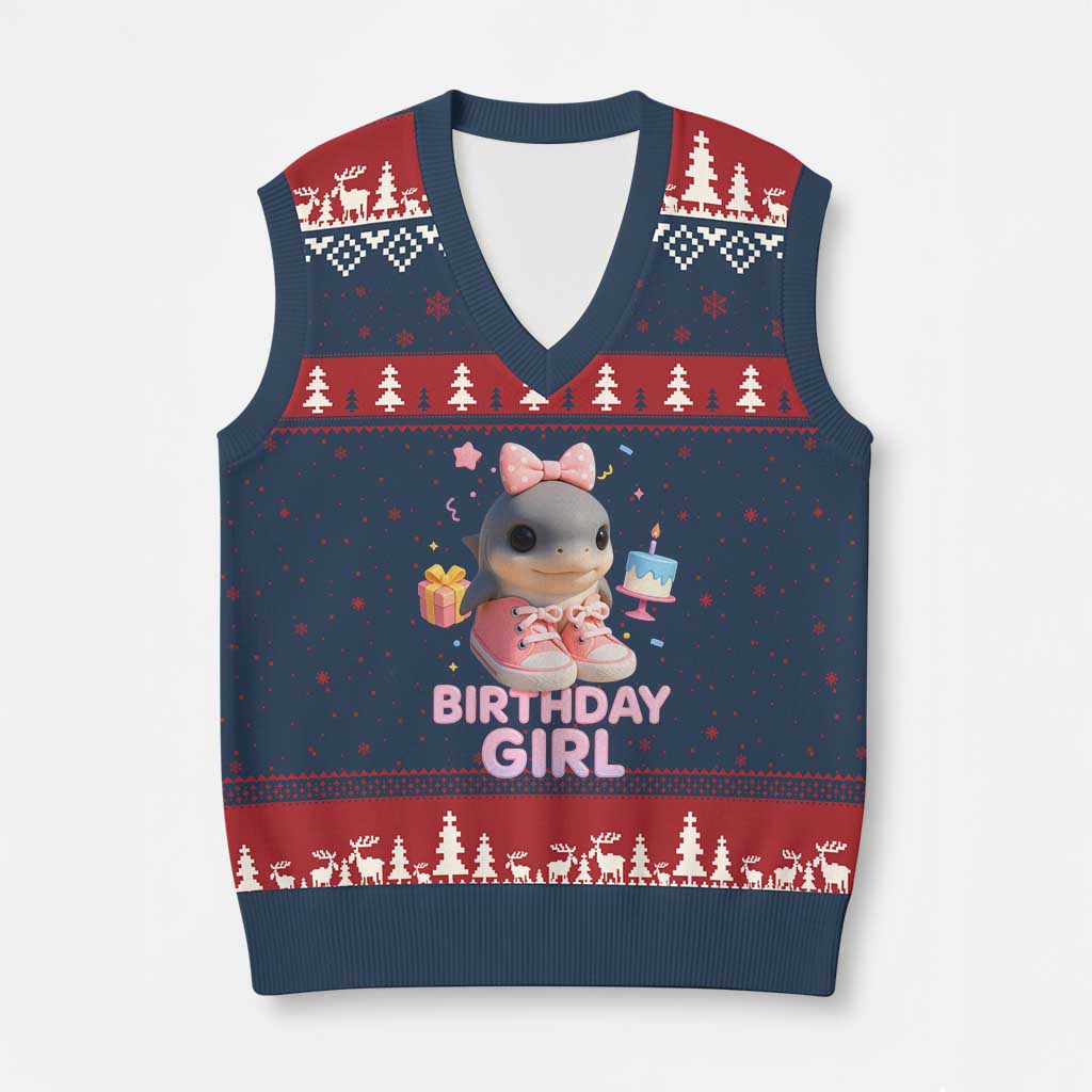 Birthday Girl V-Neck Knit Sweater Vest Italian Brainrot Meme Party Funny Las Tralaleritas - Wonder Print Shop