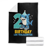 2 Years Old Birthday Brainrot Throw Blanket Funny Tralalero Tralala Los Tralaleritos Meme Shark