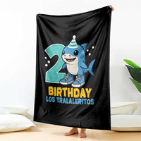 2 Years Old Birthday Brainrot Throw Blanket Funny Tralalero Tralala Los Tralaleritos Meme Shark