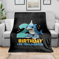 2 Years Old Birthday Brainrot Throw Blanket Funny Tralalero Tralala Los Tralaleritos Meme Shark