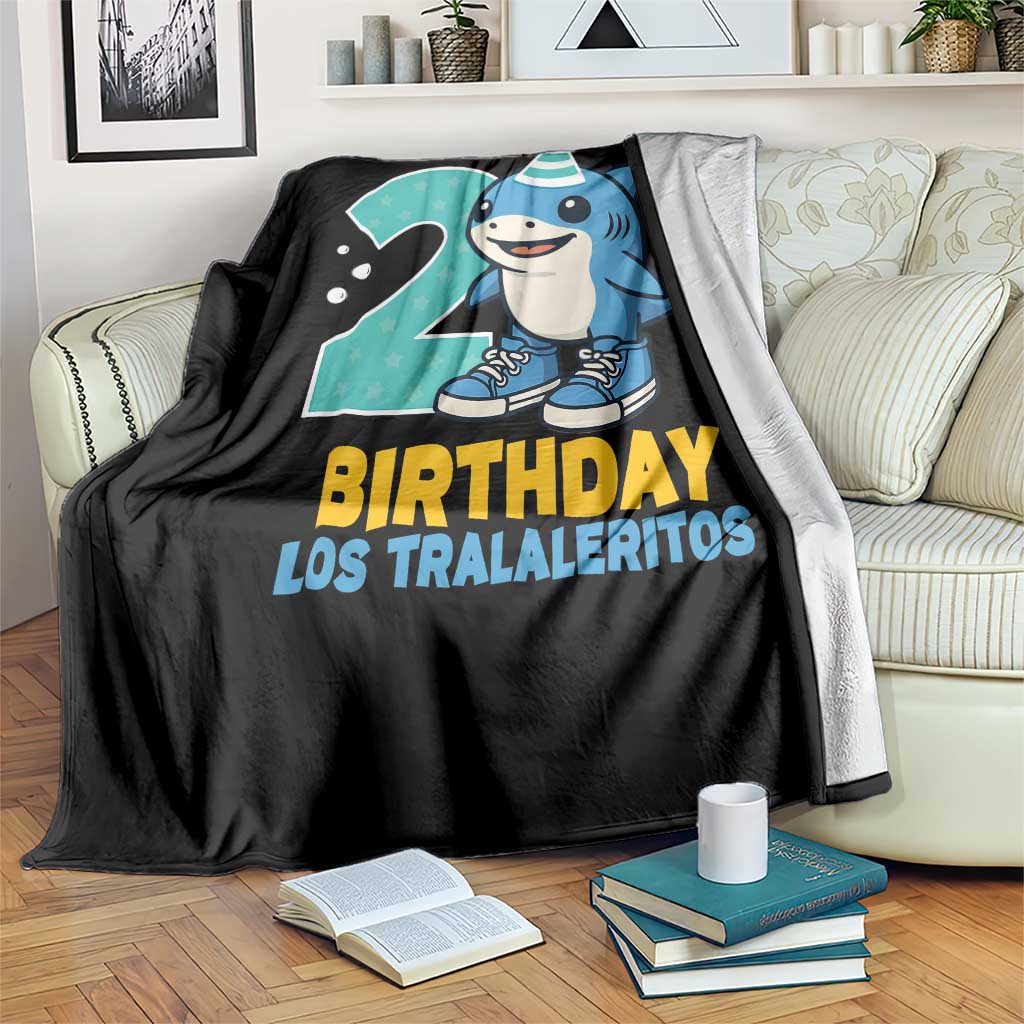 2 Years Old Birthday Brainrot Throw Blanket Funny Tralalero Tralala Los Tralaleritos Meme Shark