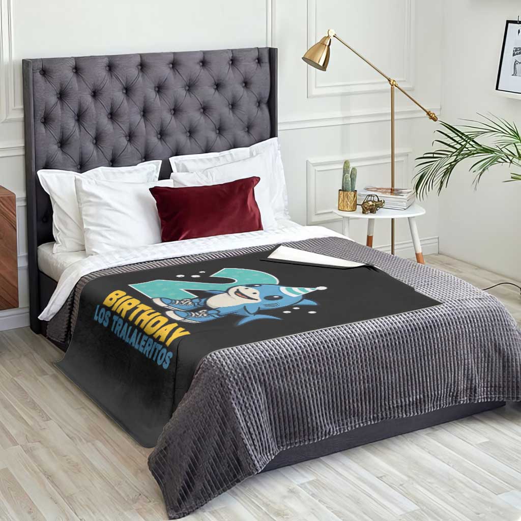 2 Years Old Birthday Brainrot Throw Blanket Funny Tralalero Tralala Los Tralaleritos Meme Shark