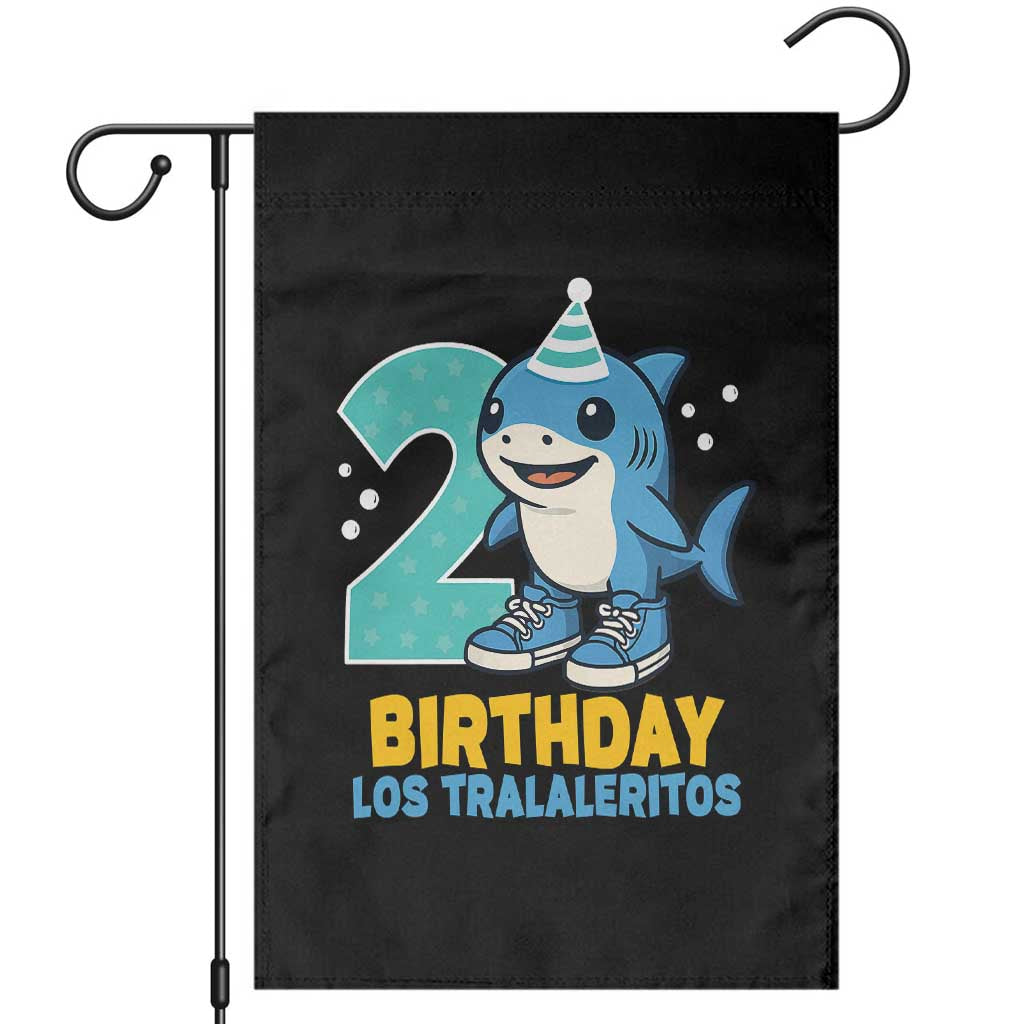 2 Years Old Birthday Brainrot Garden Flag Funny Tralalero Tralala Los Tralaleritos Meme Shark