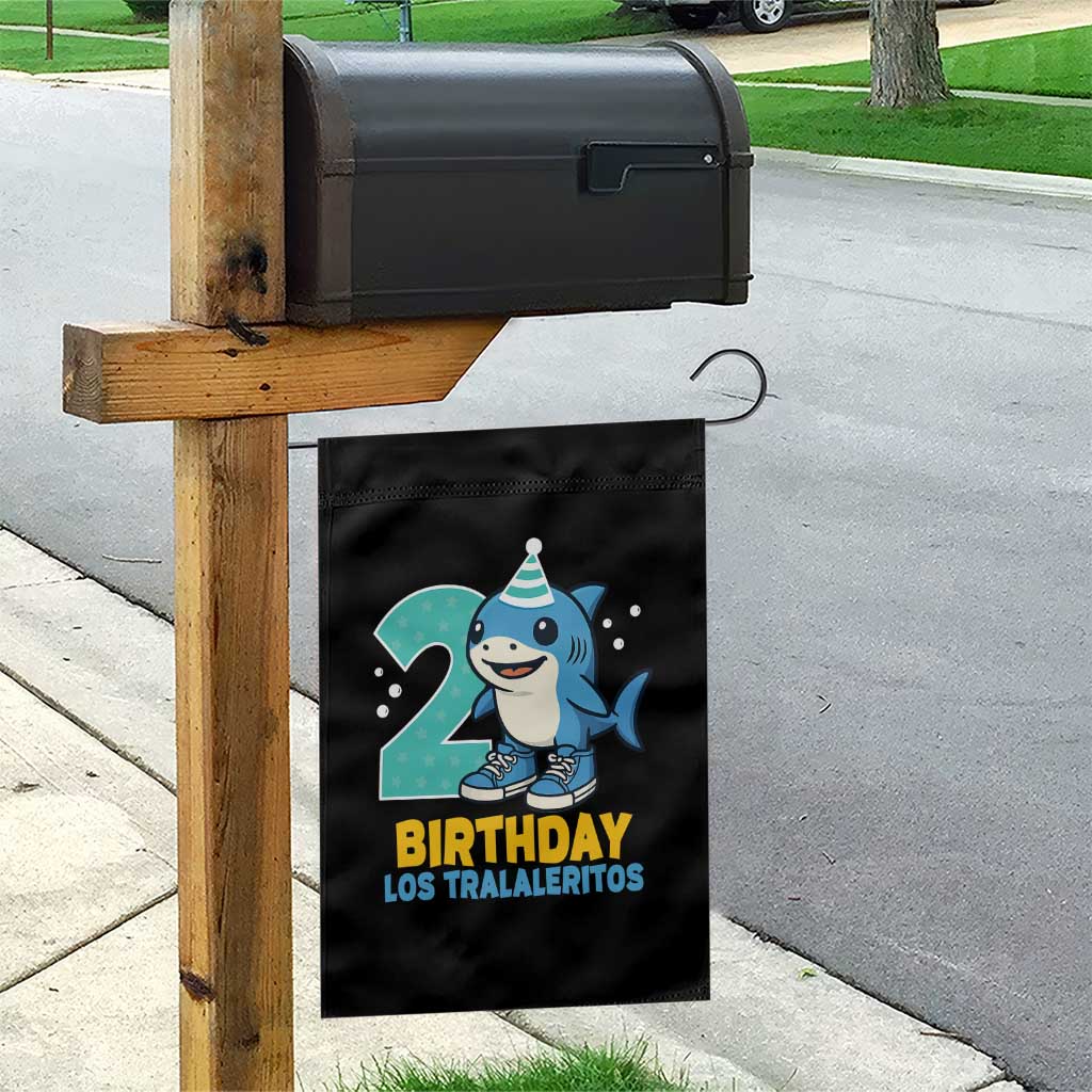 2 Years Old Birthday Brainrot Garden Flag Funny Tralalero Tralala Los Tralaleritos Meme Shark