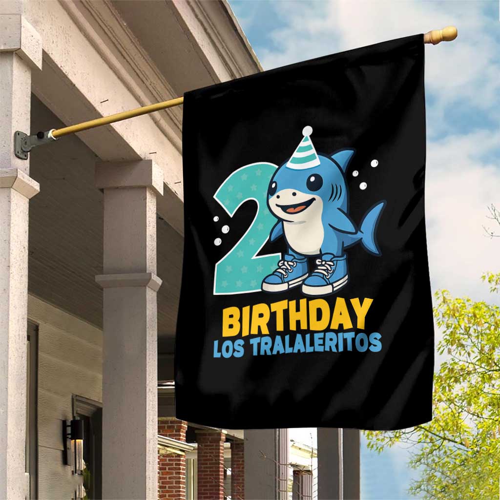 2 Years Old Birthday Brainrot Garden Flag Funny Tralalero Tralala Los Tralaleritos Meme Shark