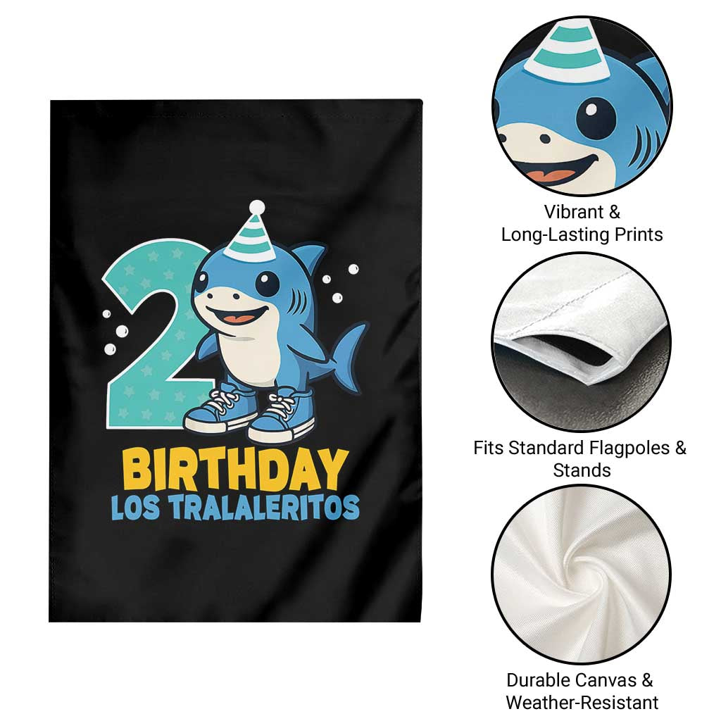 2 Years Old Birthday Brainrot Garden Flag Funny Tralalero Tralala Los Tralaleritos Meme Shark